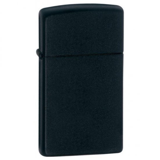 Зажигалка бензиновая Zippo slim 1618 узкая Black Matte матовая (США)